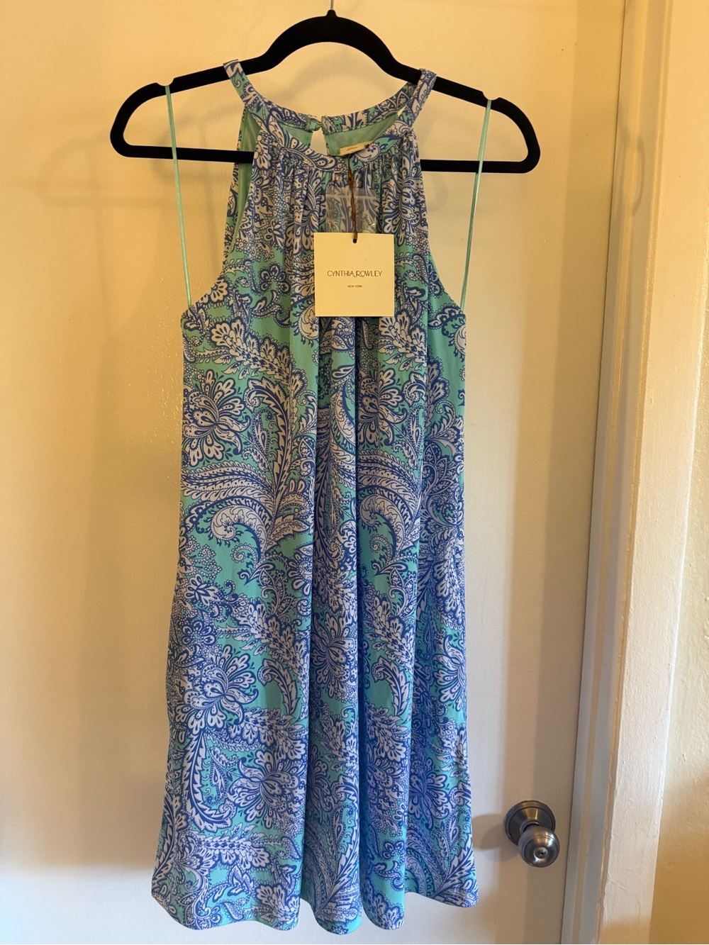 Cynthia Rowley Blue Aqua Paisley Halter Midi Dress NWT